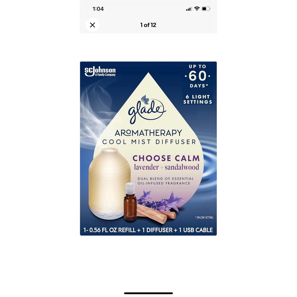 Glade Aromatherapy Diffuser & Essential Oil, Air Freshener for Home, Choose Calm